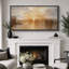 «Golden Lake Sunset», impression sur toile encadrée, décor naturel impressionniste chaleureux-115271034-115271035