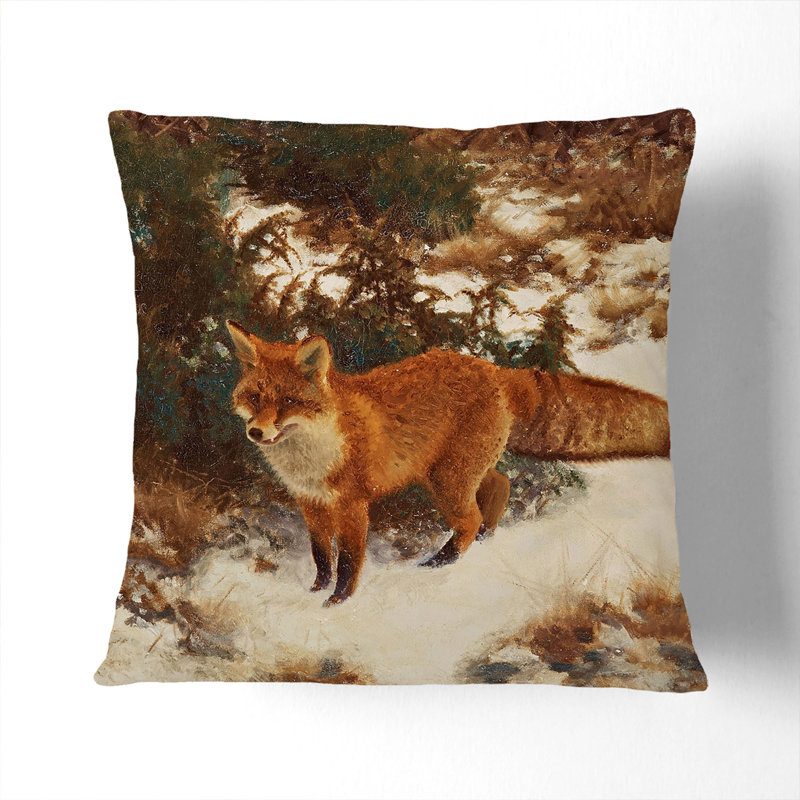 Fox in the Snow Vol.9 Scatter Cushion, 40cm H x 40cm W x 15cm D, White
