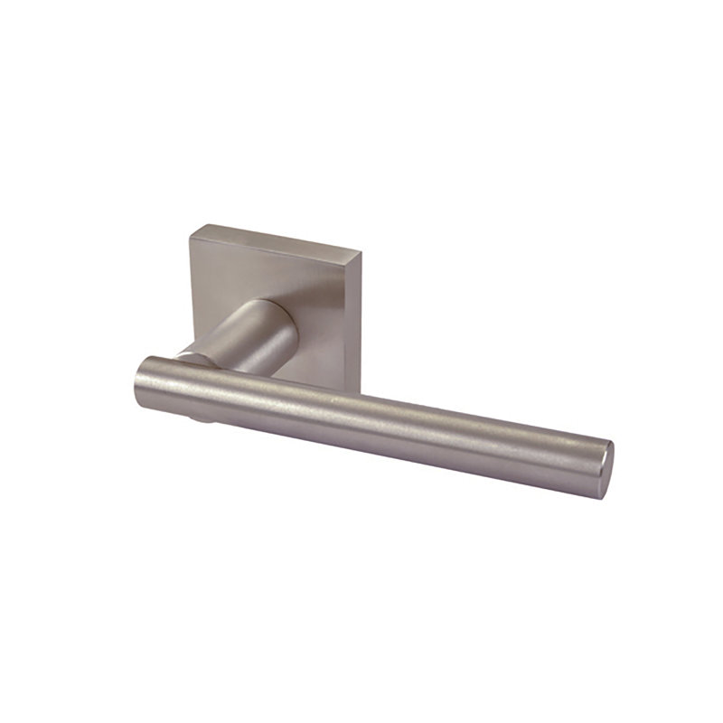 Flat Privacy (Bed & Bath) Door Lever with Square Rosette, Satin Brass, 2.375"