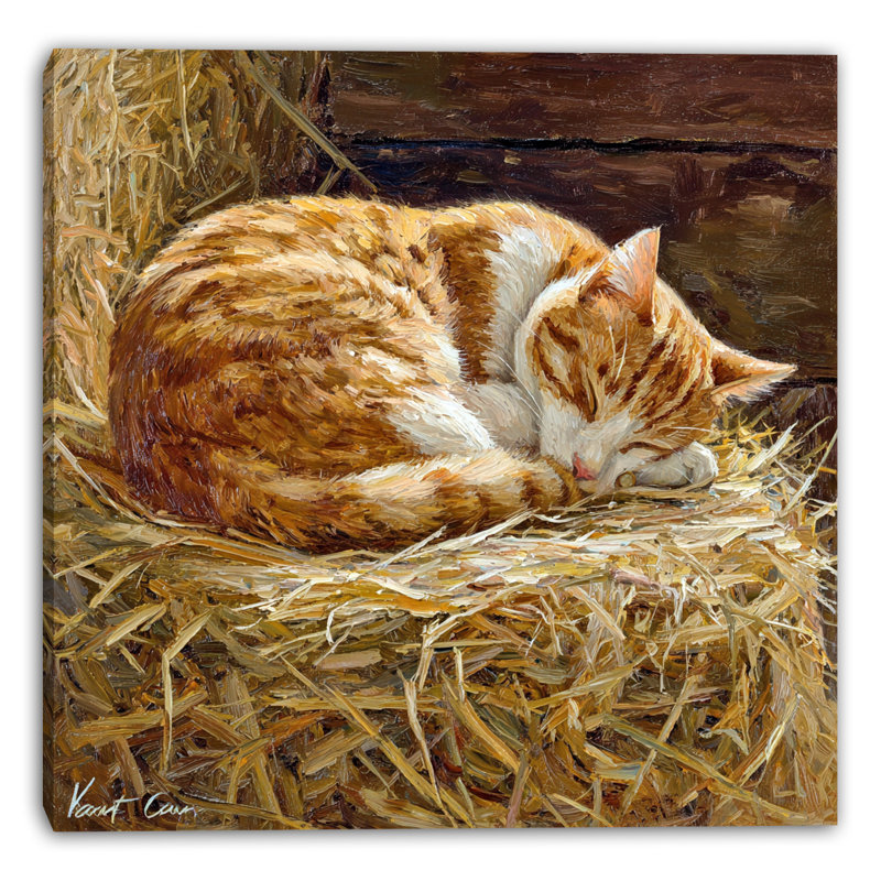 «Rustic Ginger Cat», art mural sur toile tendue, H 12 po x l 12 po