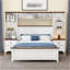 Lit plateforme en bois de pin massif avec table de chevet tout-en-un 2 et tablette de rangement pour appartement-1195546156