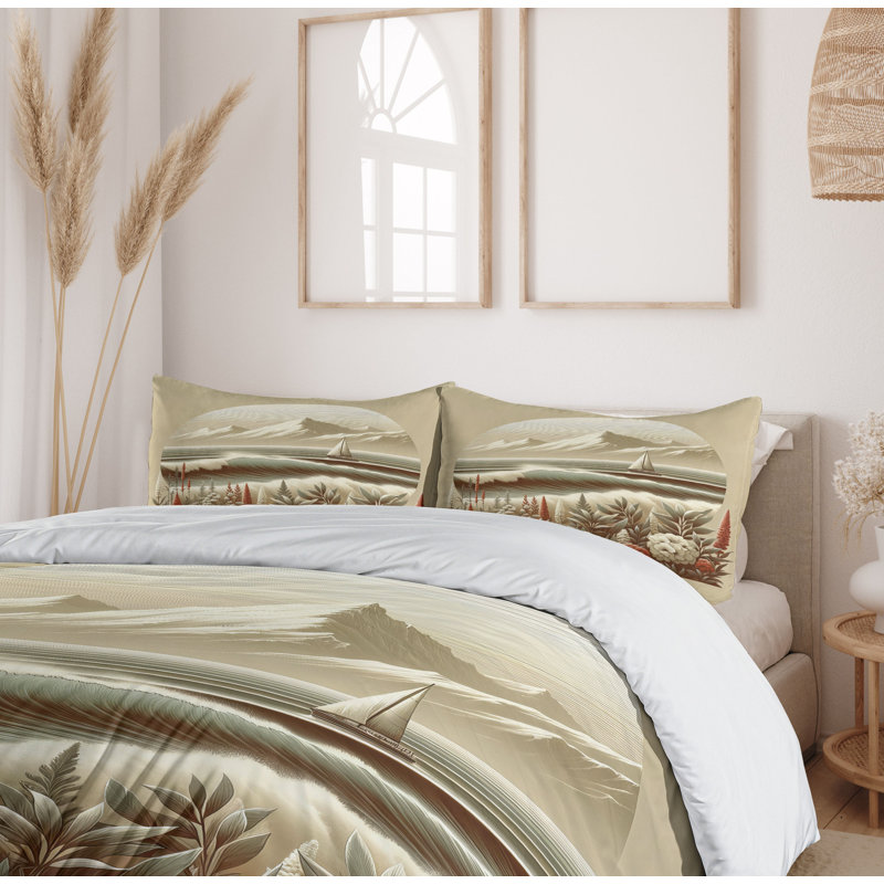 King Nautical Grey Yellow Dark Salmon Duvet Cover Set
