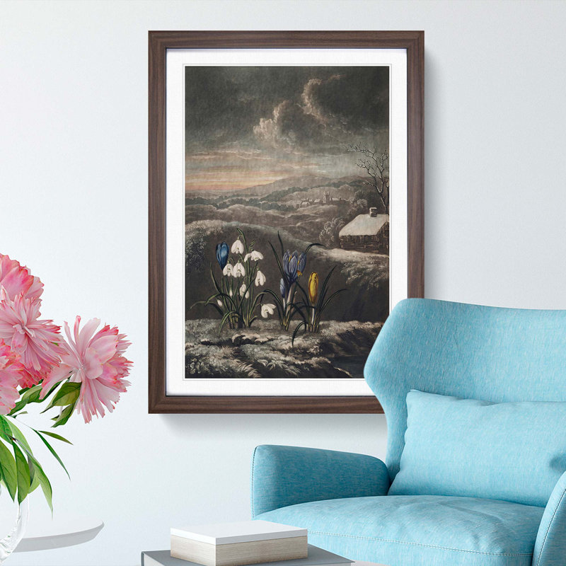 The Snowdrop Flowers by R.J. Thornton - Picture Frame Painting Print, 65cm H x 48cm W x 2cm D, Walnut Framed