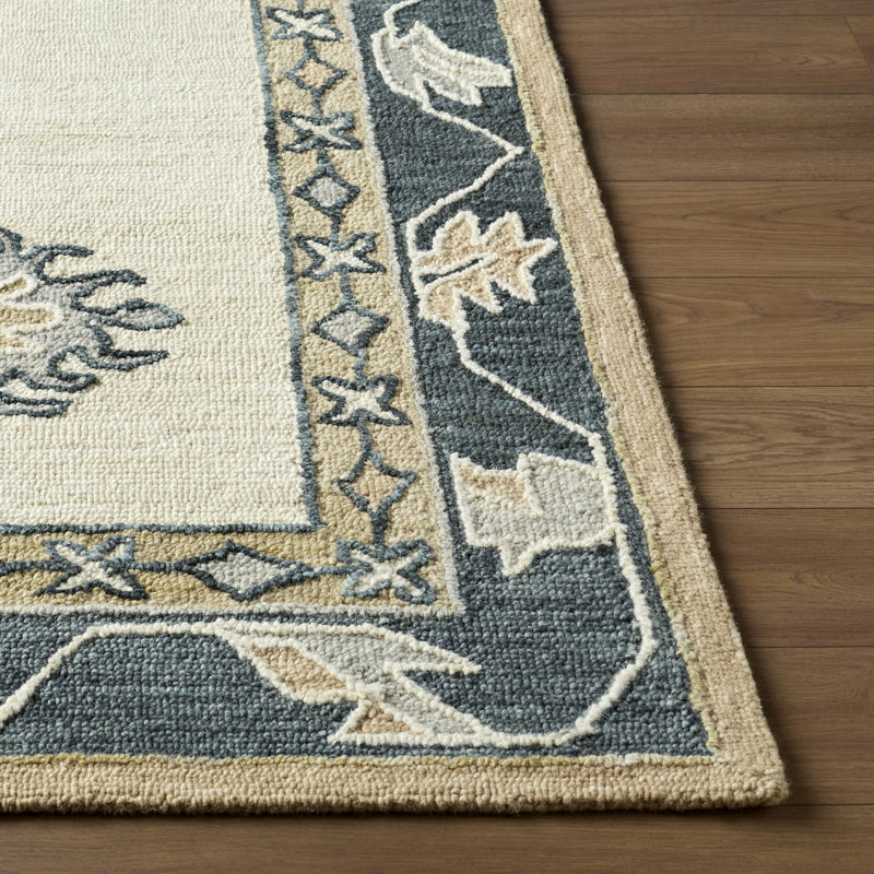 Tapis Ziegler fait à la main, Bleu, Rectangle 10' x 14'