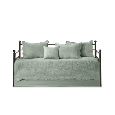 6-Piece Reversible Fan-Shaped Edge Sofa Bed Set With Skirt & Pillows, Twin Size