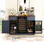 Mini armoire à réfrigérateur cannelée avec centrale électrique et porte-verres à pied - Buffet haut de 38,8 po avec tiroir de rangement, armoire de bar pour le salon-774330892