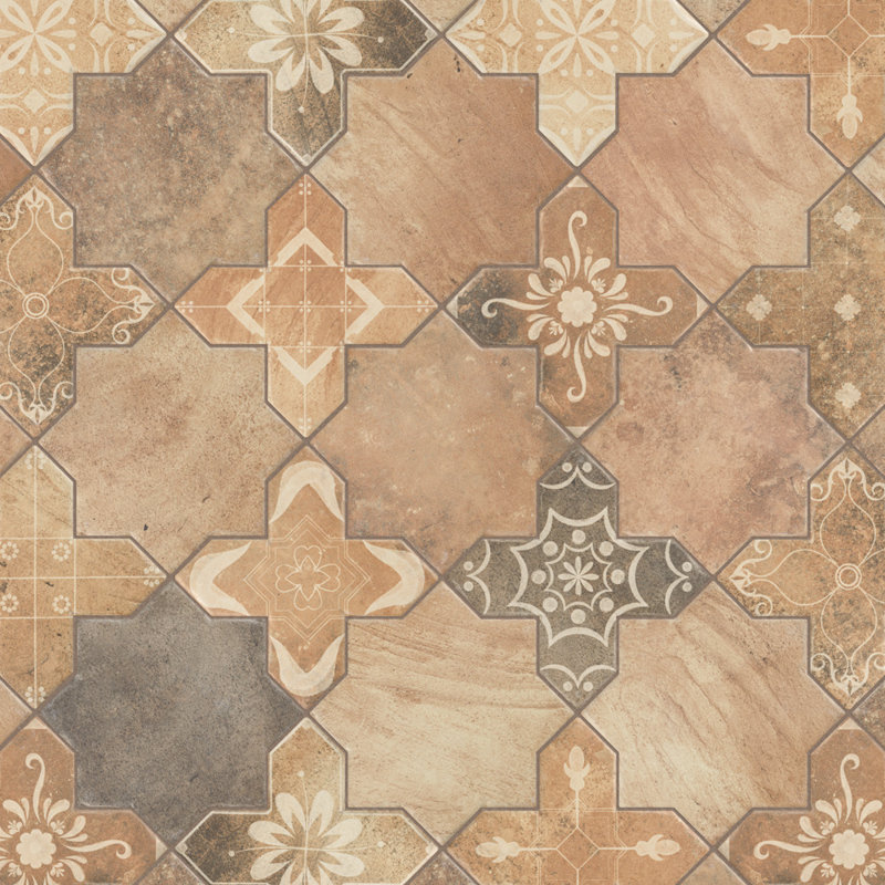 Tech Land Star & Cross Fire 6" x 12" Porcelain Singular Wall Floor Use Tile
