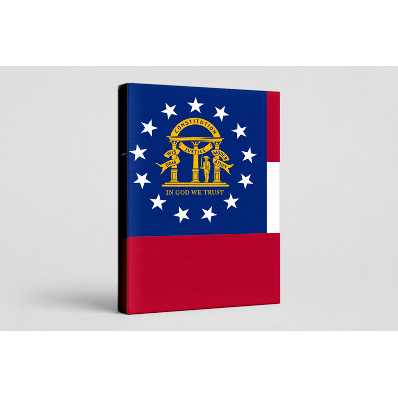 Georgia State Flag - Portrait, art mural sur toile, L 11 po x H 14 po