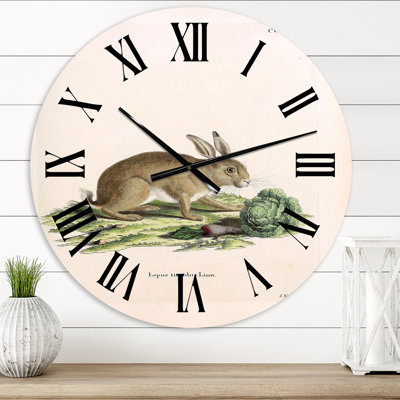Vintage Rabbits In Earth Tones - Farmhouse wall clock
