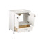 Meuble-lavabo autoportant avec lavabo, comptoir en marbre d'ingénierie Carrara avec lavabo rectangulaire encastré en céramique, grande porte de rangement à fermeture en douceur