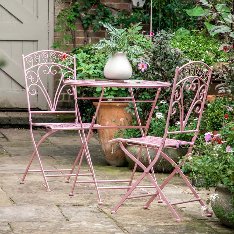 Moraby 2 - Person Patio Dining Set with Round Table, Pink