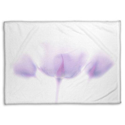 Coral Fleece Blanket, Three Lavender Roses by Hal Halli