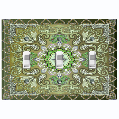 Patterned 3 - Gang Toggle Light Switch Standard Wall Plate