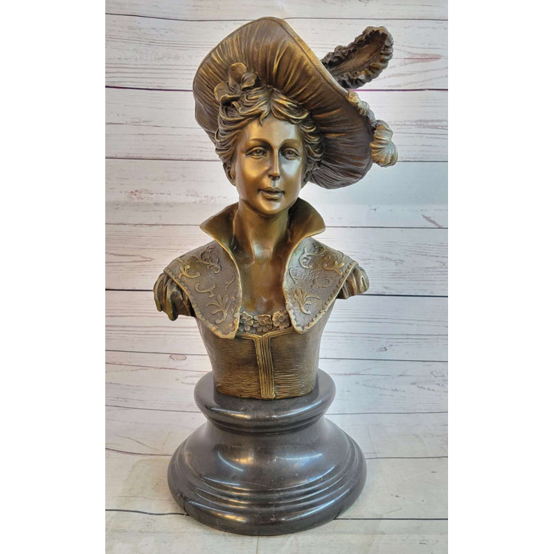 Victorian Bronze Bust Sculpture with Marble Base