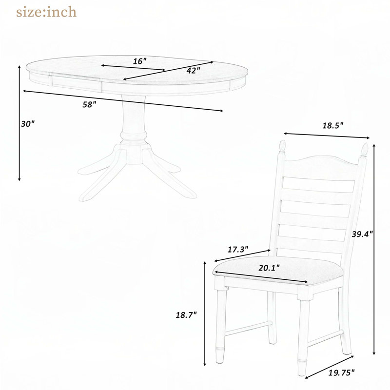 Roane 5 - Piece Extendable Dining Set with Round Extendable Dining Table and 4 Upholstered Dining Chairs, Beige/Off White