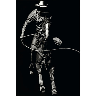 Scratchboard Rodeo VIII - Wrapped Canvas Print