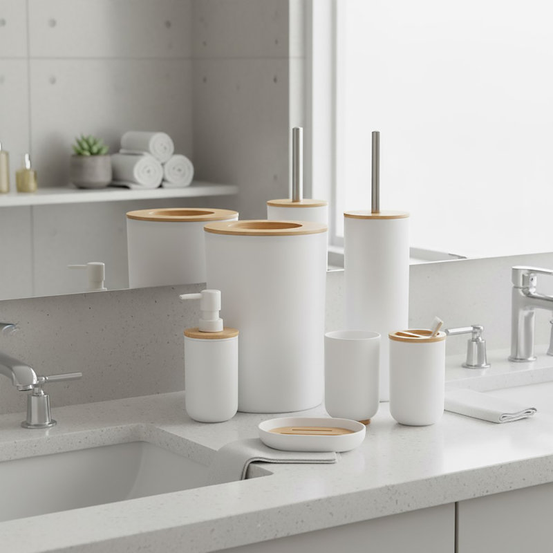 6 Piece Bathroom Accessory Set, White