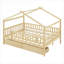 Lit plateforme avec rangement et rangement en bois massif naturel avec deux tiroirs pour chambre d'enfant-54128843