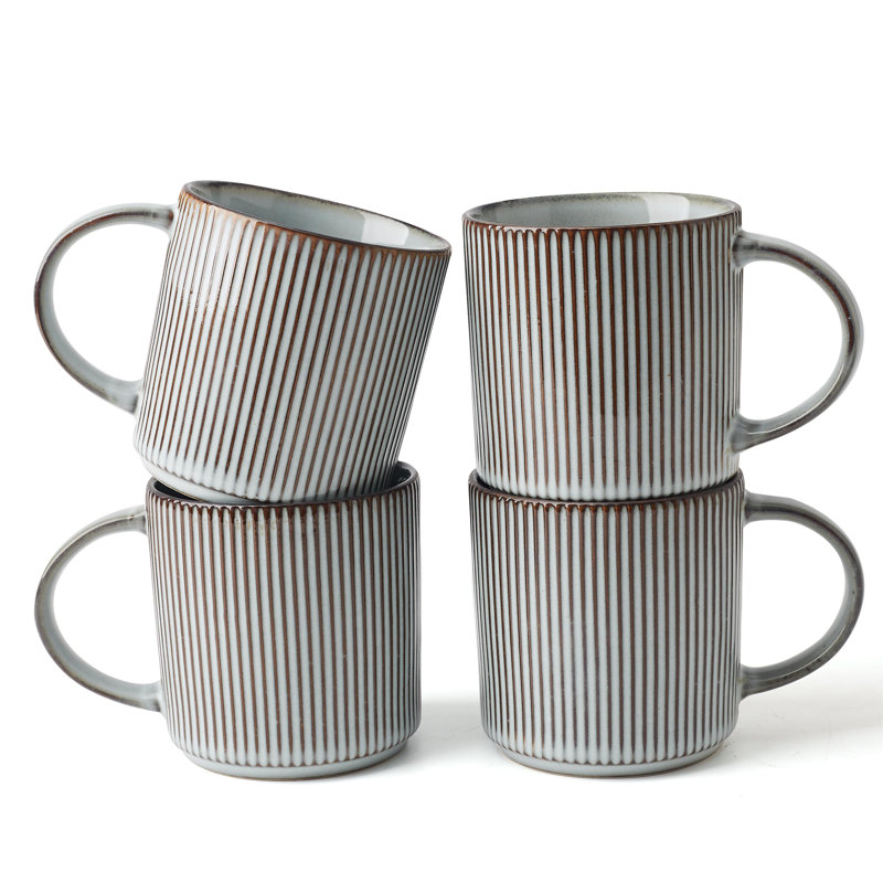 Grande tasse à café en grès Azal, 12 oz, Bleu fumée