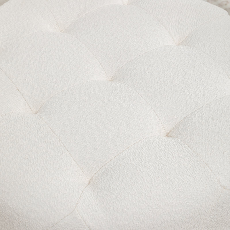 Castanedo Upholstered Round Ottoman, Boucle - Beige