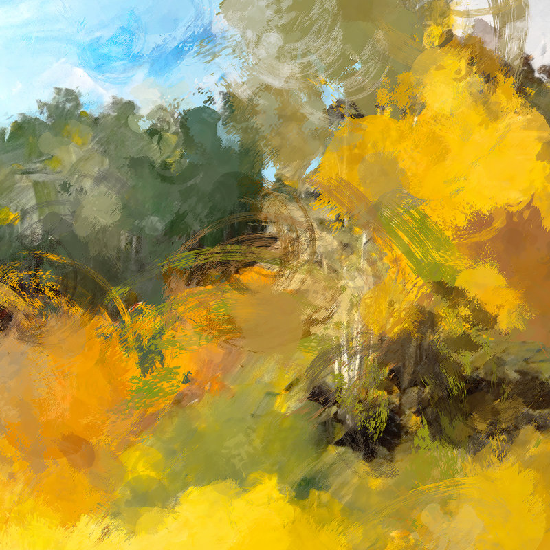 Forêt d'automne - peinture sur toile tendue, H 12 po x l 12 po x P 0,75 po