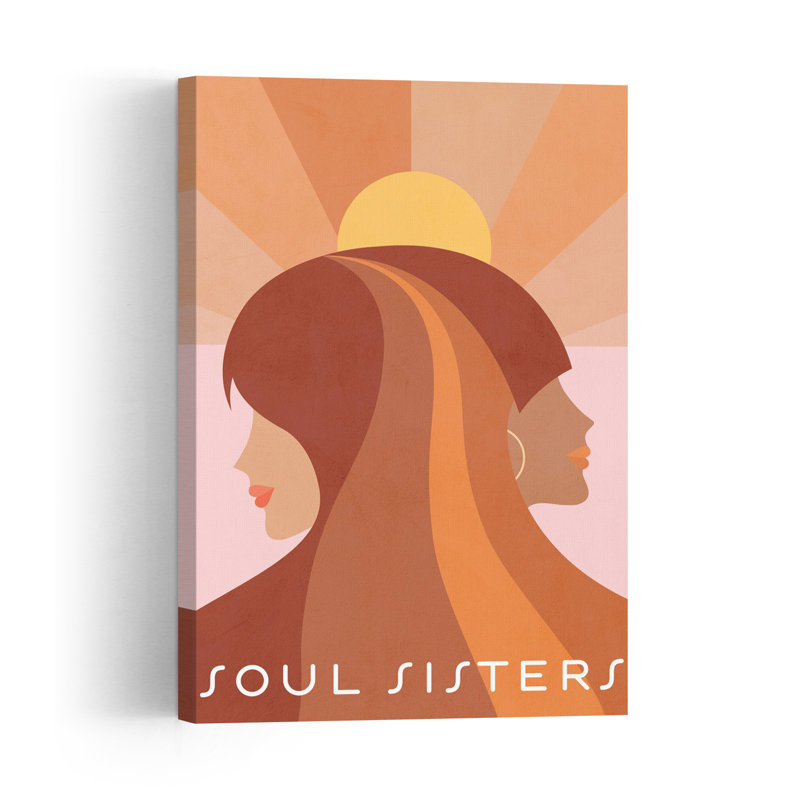 Soul Sisters United, paysage abstrait rétro, nature, affiche murale, 48" H x 32" W