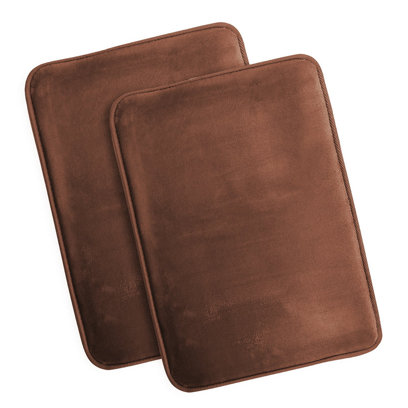 Steph Luxury Memory Foam Bathroom Rug Set, Petit: l 17 po x L 24 po, Brun