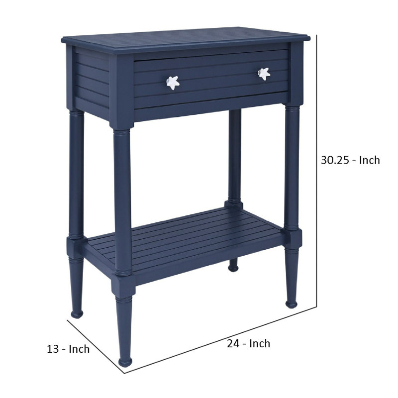 Barras Solid Wood Top End Table with Storage, Blue