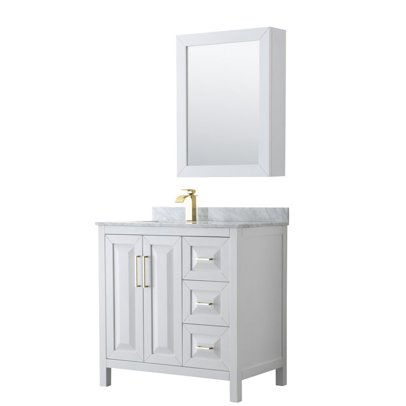 Daria 36'' W Single Vanity, White/Gold