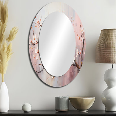 Miroir mural ovale rose et blanc
