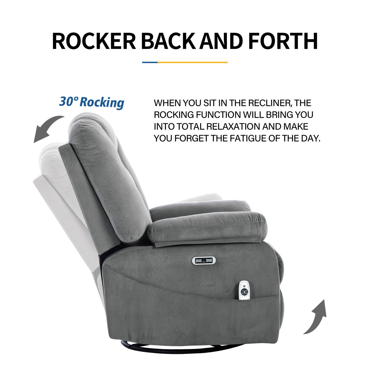 Latitude Run® Oversized Power Swivel Rocker Recliner Chair for Adults ...