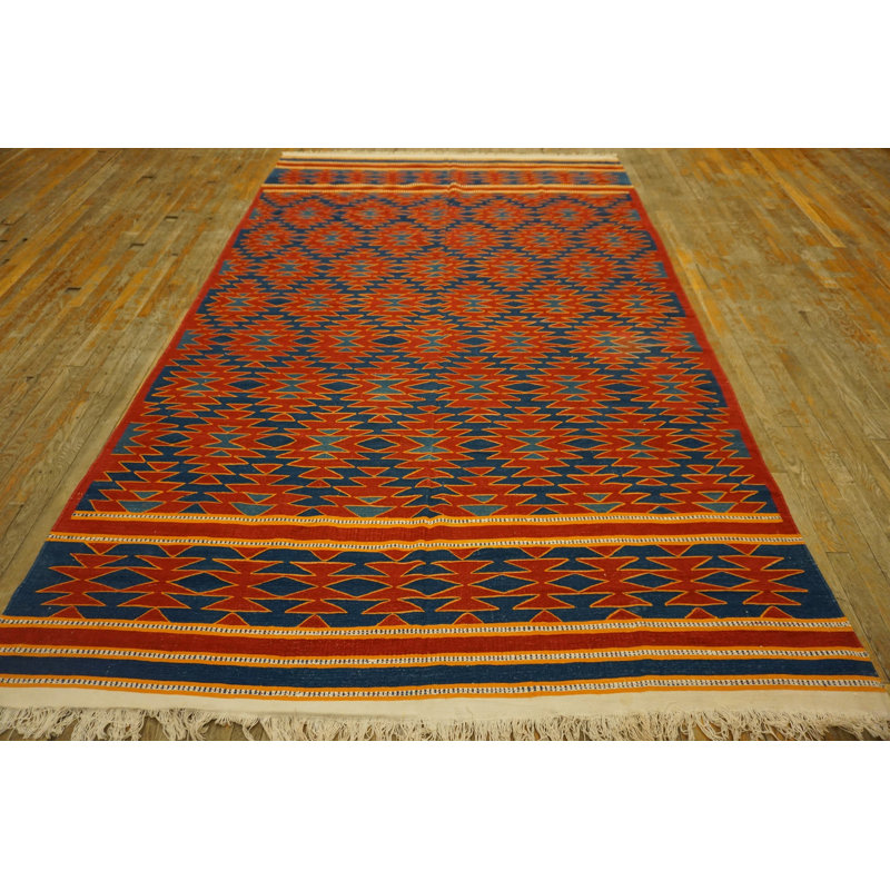 Antique Dhurrie Hallway Runner Cotton Blue Rug