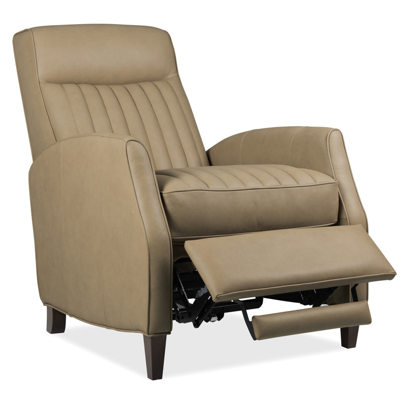 Denver Push Back Recliner, Beige Top Grain Leather