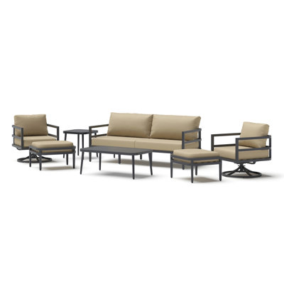 Ensemble de sièges de patio extérieur SunbrellaMD Morelia - toile beige 7 pièces Morelia