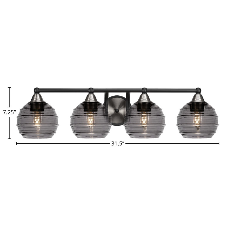 Michell 4-Light Bath Bar, Matte Black/Brushed Nickel