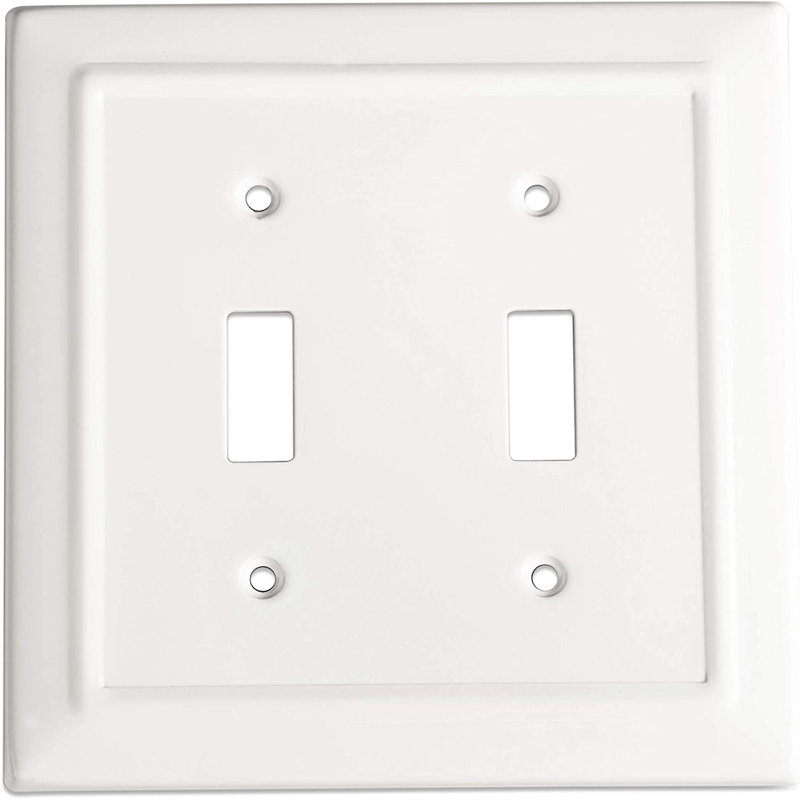 Architectural 2 - Gang Toggle Light Switch Standard Wall Plate, Classic White, 1