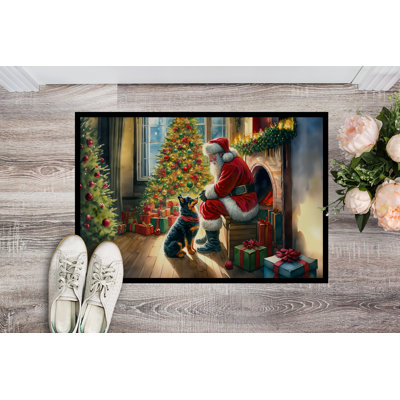 Paillasson Lancashire Heeler and Santa Claus