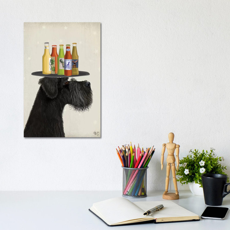 Schnauzer Black Beer Lover by Fab Funky - Wrapped Canvas Gallery-Wrapped Canvas Giclée, 20.32 cm H x 30.48 cm W
