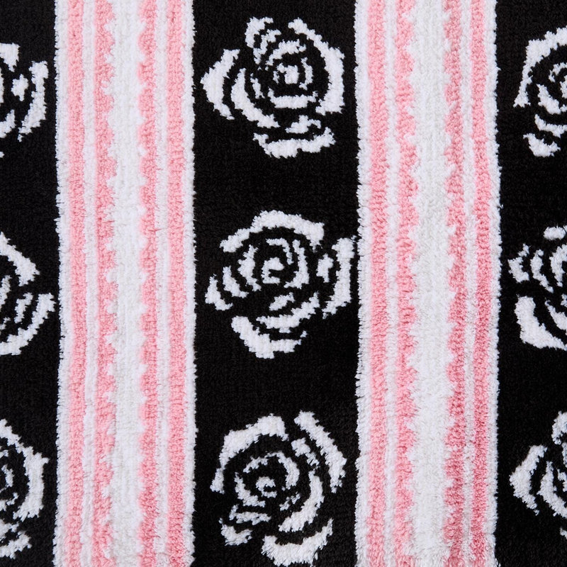 Betsey Johnson Roses Stripes Black Bath Rug