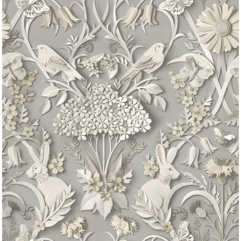 Woodland Wallpaper, Soft Grey