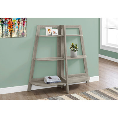Modern Entrance Bookcase, 47"H, Taupe, Contemporary Design 3 Tier Office