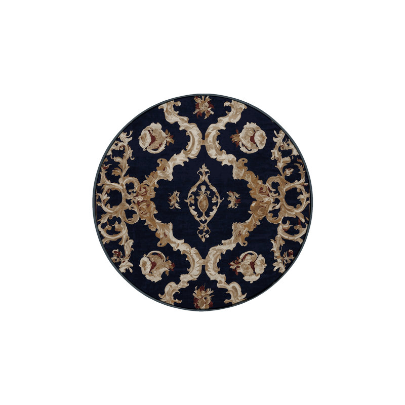 Machine Washable Gray Area Rug, Round 3'