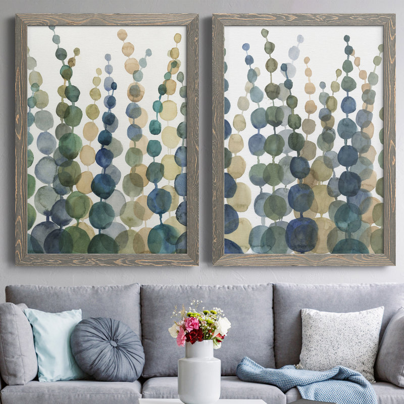 «Pompom Botanical I», toile encadrée de qualité supérieure - prête à être accrochée, Toile avec cadre gris