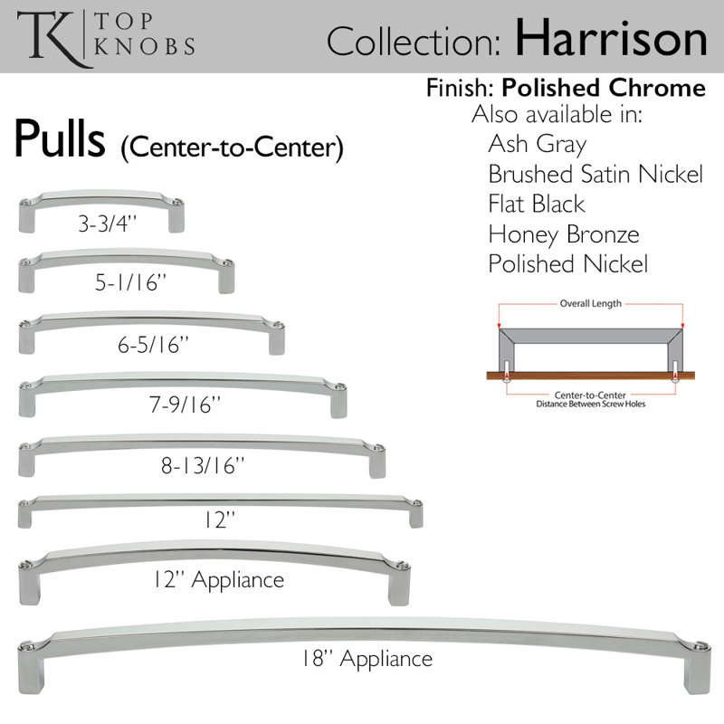 Harrison Appliance Pull, Polished Chrome, 18" Center to Center