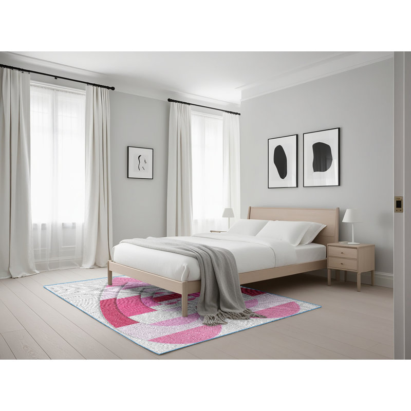Tapis décoratif rose, Rectangle 5 pi x 7 pi