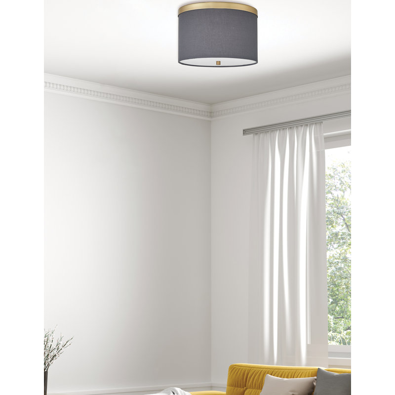 Plafonnier encastré 2 lumières Jazemine, Gris, Laiton vieilli