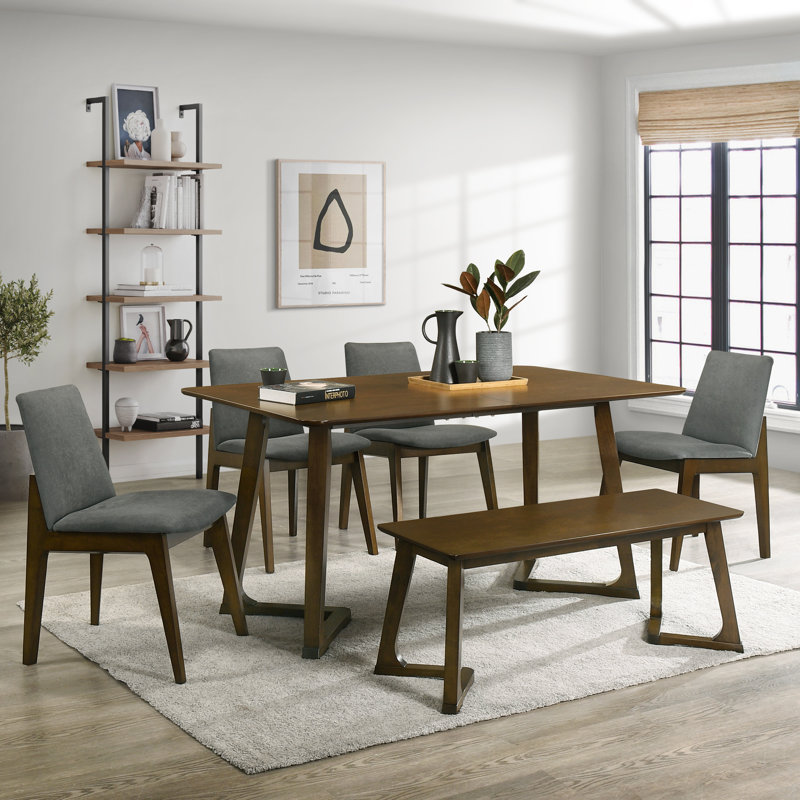 Ensemble de salle à manger rectangulaire L 59,1 po x l 35,5 po Nema, Brun, Brun, Brun / gris