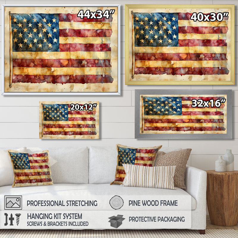 Ratification de la déclaration des droits, drapeau des États-Unis II - États-Unis, art mural large, H 34 po x l 44 po, Doré