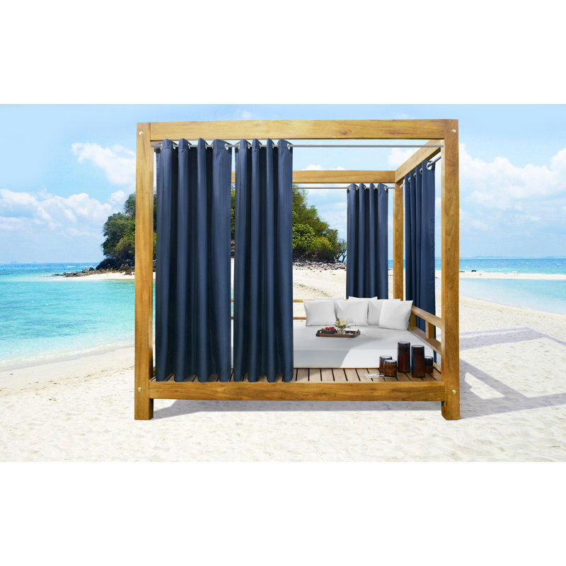 Paire de rideaux semi-transparents avec œillets Darylle Seascapes, l 50" x L 84", Indigo