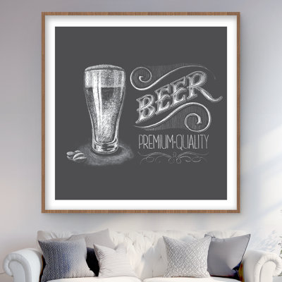 Vintage Beer Signboard - White Framed Matted Print for Decor
